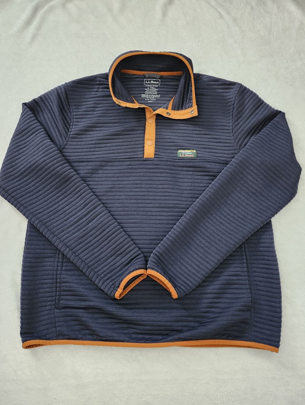 L.L. BEAN Mens Slight Fitted Airlight Knit Pullover Navy Large Tall | Cabincore